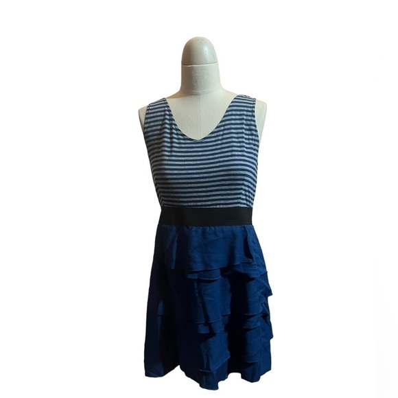 𝅺ELLE | Racerback Striped Ruffle Zipper Tank Dress XL - Picture 1 of 4